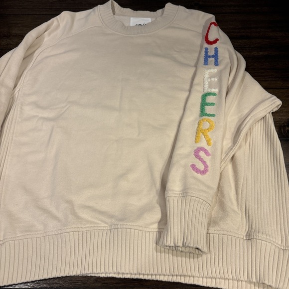 Aerie Cheers Down To Earth Crew Neck Sweatshirt Cream‎ Women's Size M - Picture 1 of 8